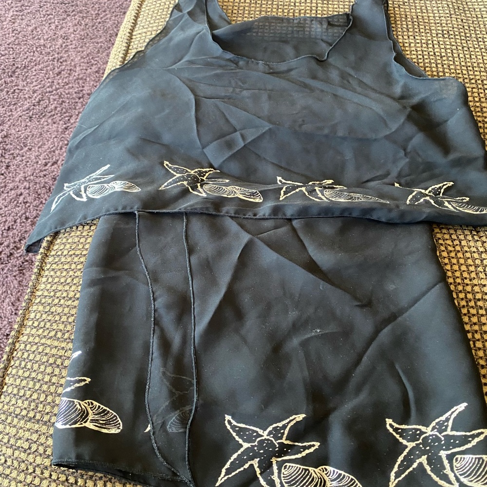 Venus Black -Sheer 2 Piece Cover-Up Skirt & Top